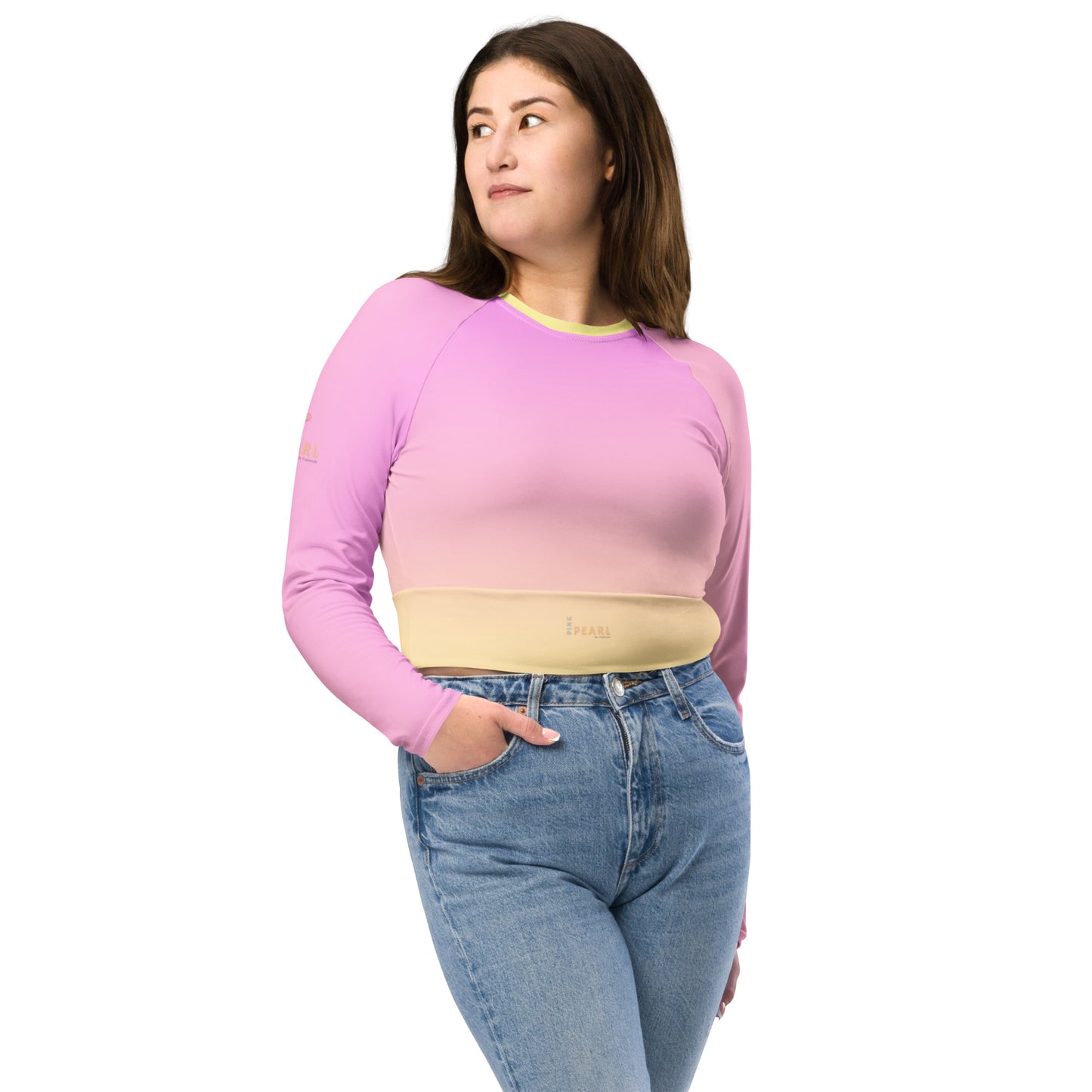 Haut court "Pink Pearl"yellow (Crop top )à manches longues