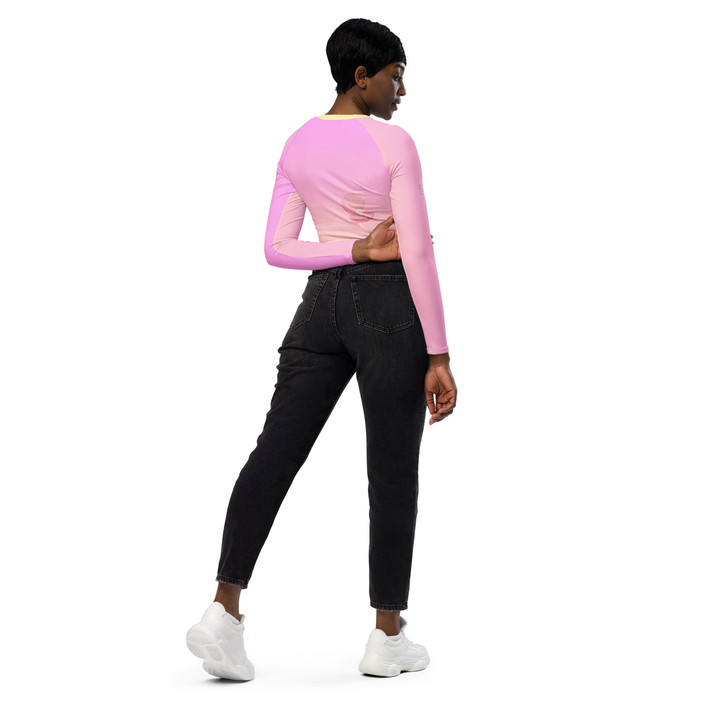 Haut court "Pink Pearl"yellow (Crop top )à manches longues